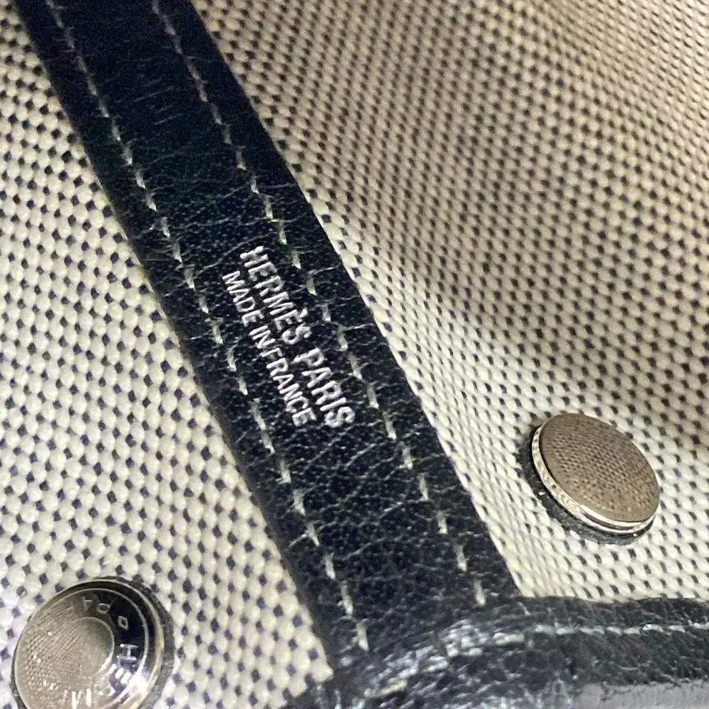 Hermès Garden Party Pouch Cream Black Toile H Leather